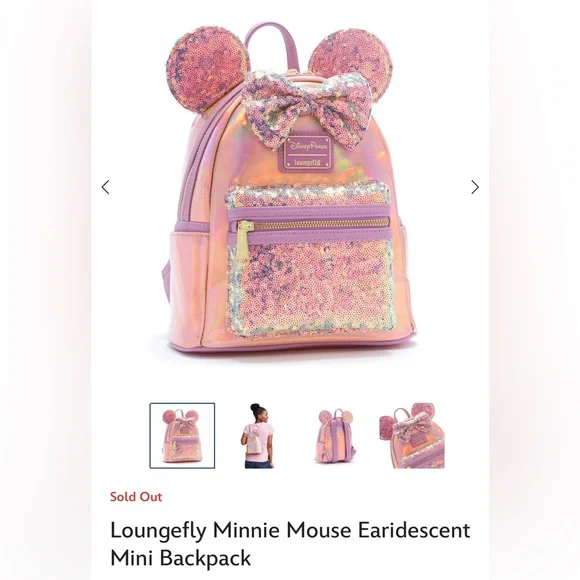 NWOT Loungefly Disney Parks Minnie Mouse Earidescent Mini Backpack 50th - Picture 16 of 16
